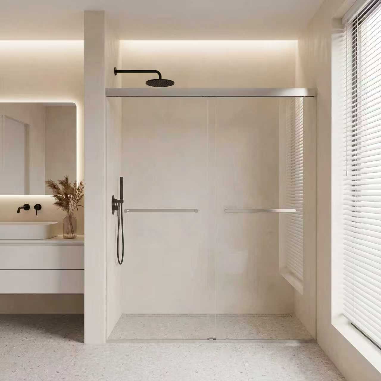 BL-603 Double Sliding Frameless Shower Door (48x72, 60x72, 60x75)