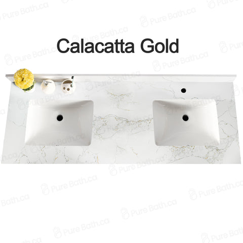 72″ Bathroom Vanity Oak Light (MDF) with Three Drawers in the Center. Double Sink. Free Standing