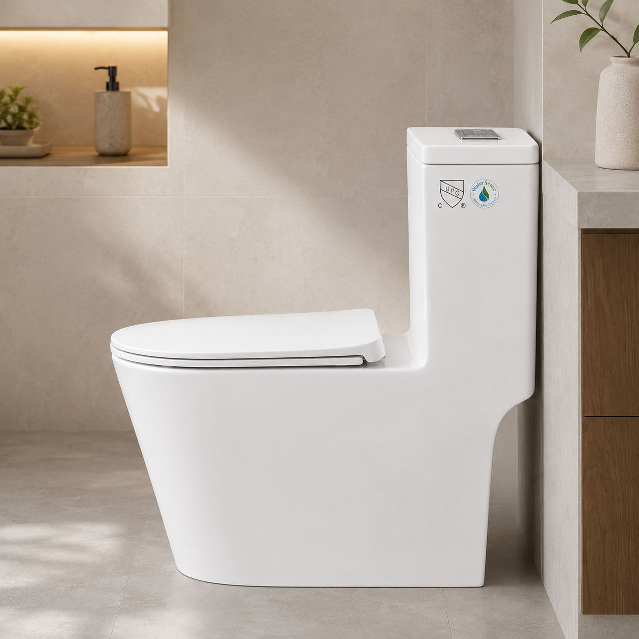 T2023 White One-Piece Dual-Flush Elongated Toilet