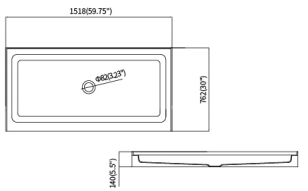 60×30 inch Central Drain Acrylic Shower Base