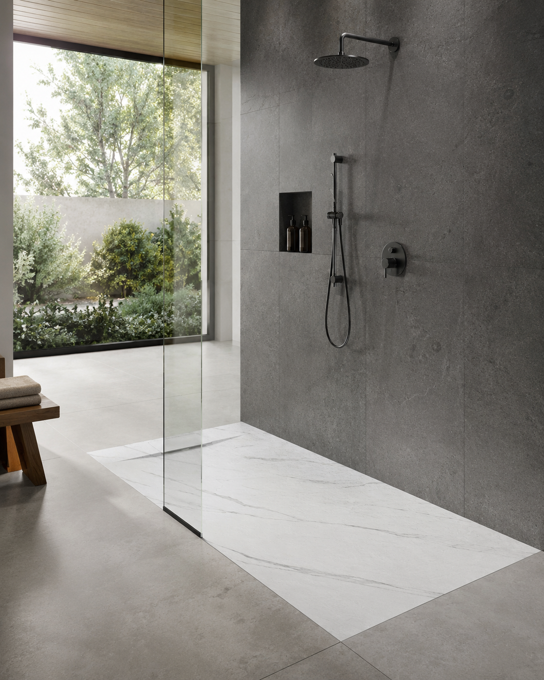 60" x 32" Stone Shower Base