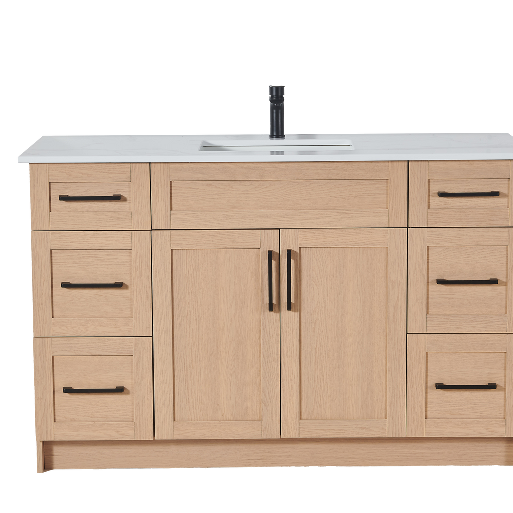 54 inch Particle Board Light Oak Vanity