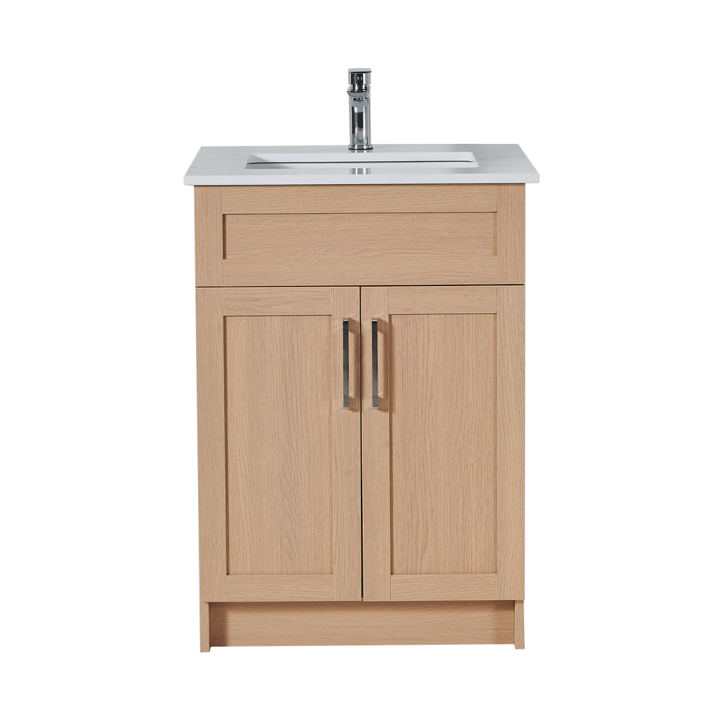 24″ Bathroom Vanity Oak Light (MDF). Free Standing