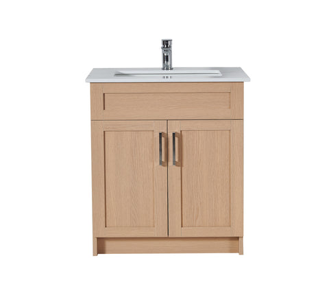 30″ Bathroom Vanity Oak Light (MDF) Free Standing