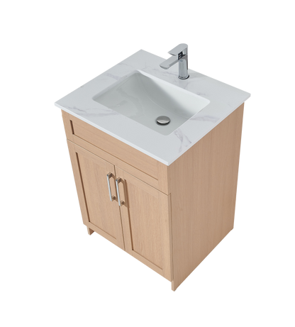 24″ Bathroom Vanity Oak Light (MDF). Free Standing