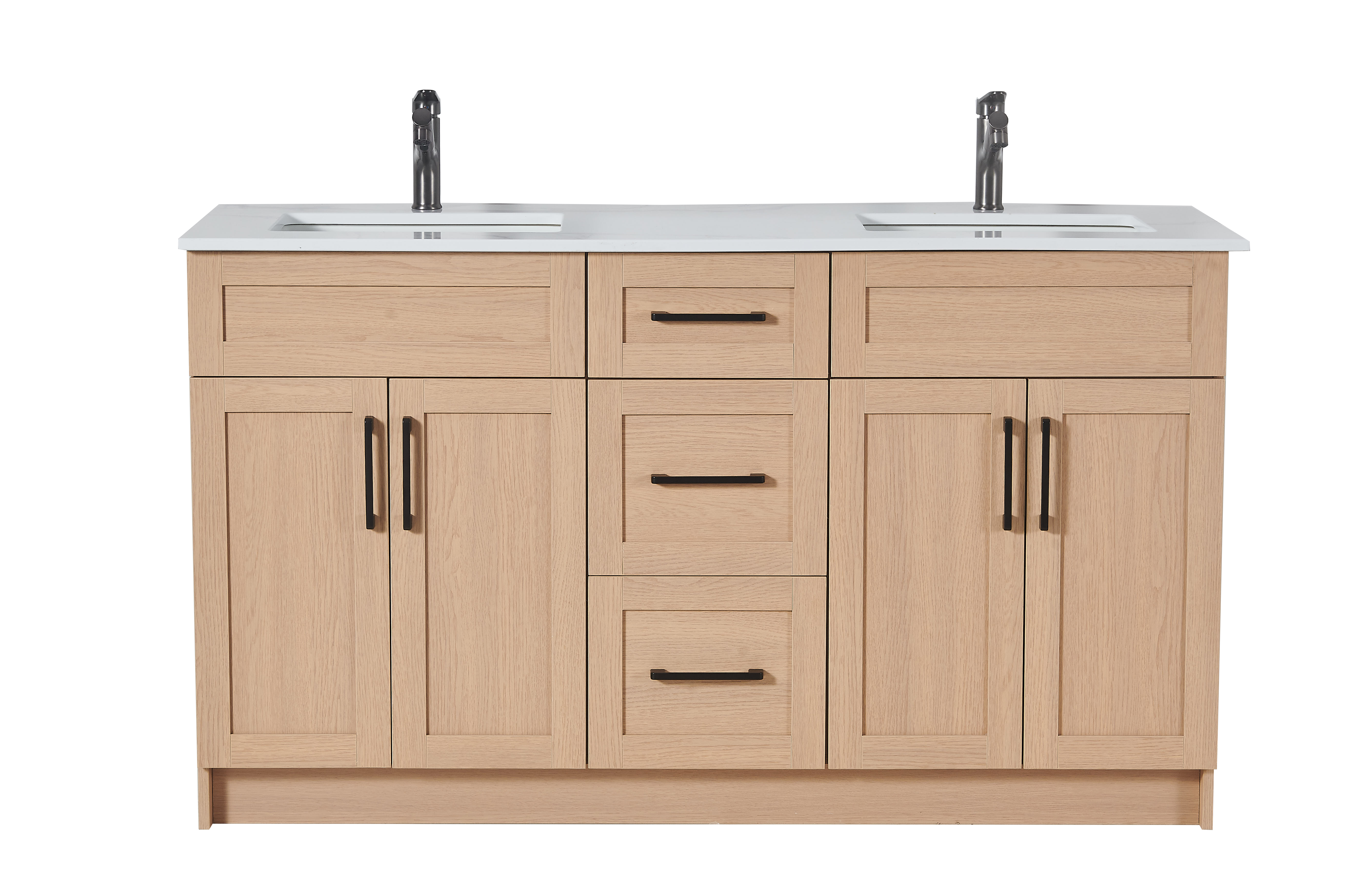60 inch Particle Board Light Oak Double Sink Vanity