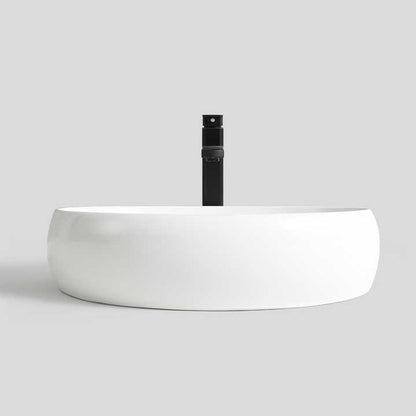 Round Ceramic Vessel Sink – Elevated Edge Design / White Finish