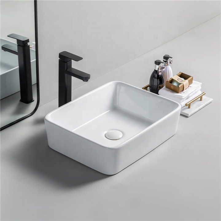Rectangular Ceramic Vessel Sink – White Finish