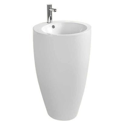 Modern Pedestal Sink – Glossy White Freestanding Design
