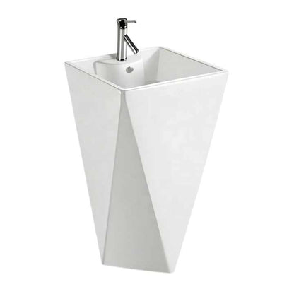 Geometric Pedestal Sink – White Modern Design