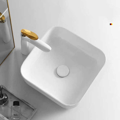 Square Ceramic Vessel Sink – White Finish