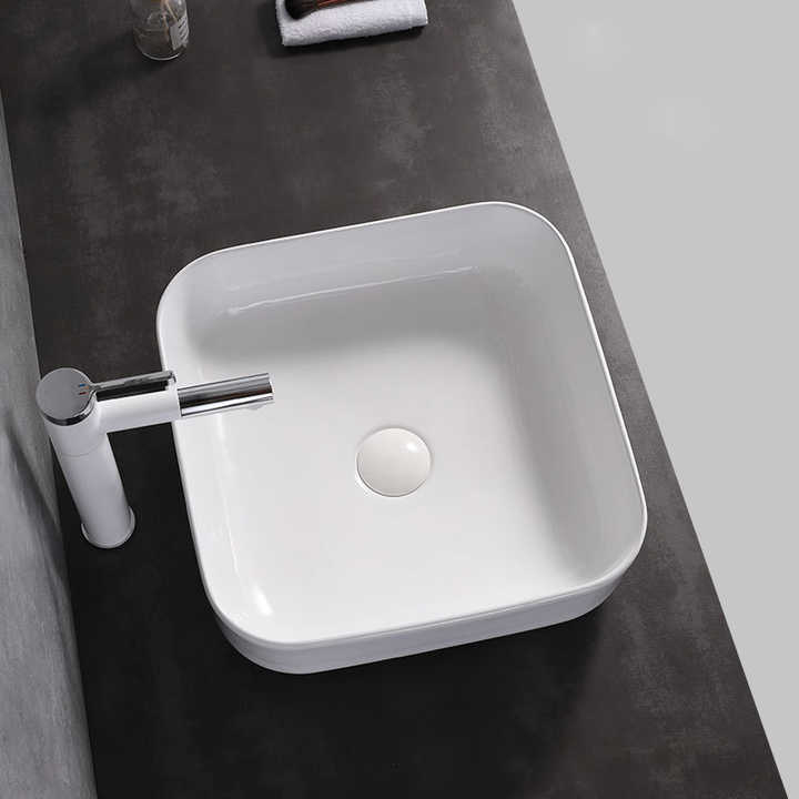 Square Ceramic Vessel Sink – White Finish