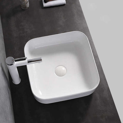 Square Ceramic Vessel Sink – White Finish