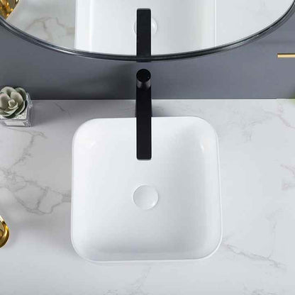 Square Ceramic Vessel Sink – White Finish