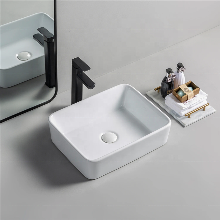 Rectangular Ceramic Vessel Sink – White Finish