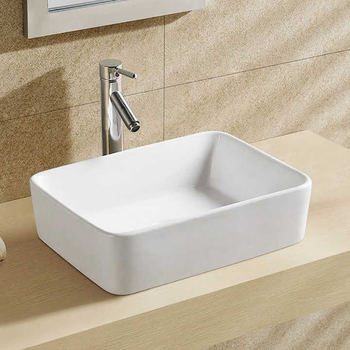 Rectangular Ceramic Vessel Sink – White Finish