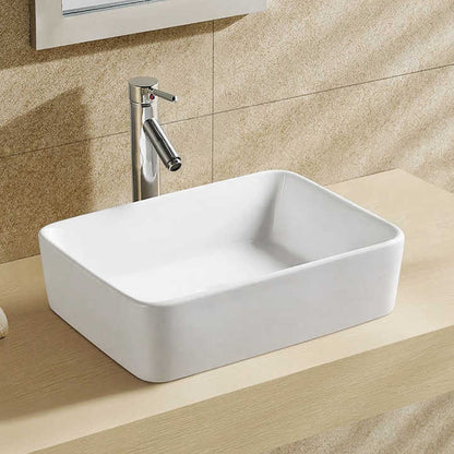 Rectangular Ceramic Vessel Sink – White Finish