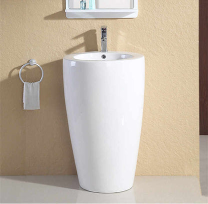 Modern Pedestal Sink – Glossy White Freestanding Design