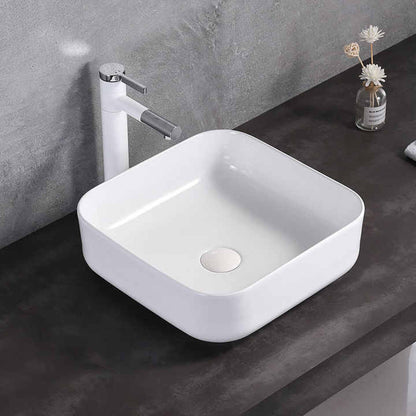 Square Ceramic Vessel Sink – White Finish