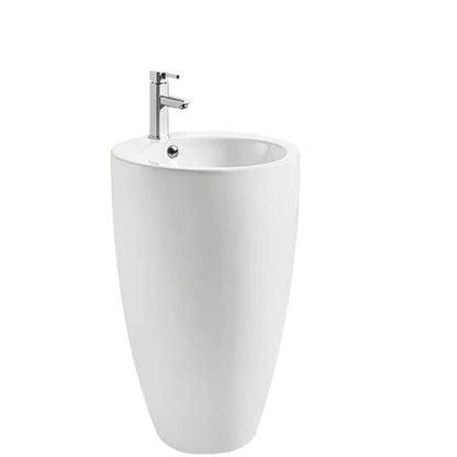 Modern Pedestal Sink – Glossy White Freestanding Design