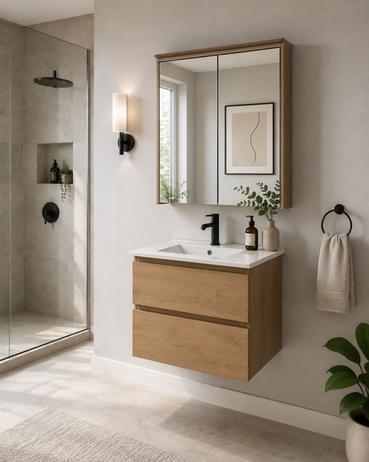 24" HA Series Hanging Vanity With Single Sink and Storage