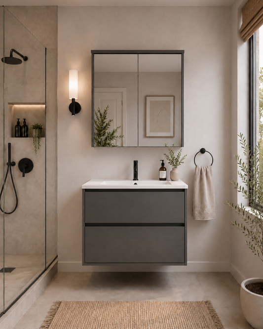 30" HB Series Hanging Vanity With Single Sink and Storage
