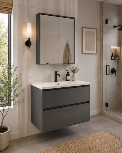 36" HB Series Hanging Vanity With Single Sink and Storage
