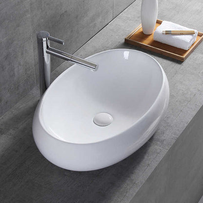 Round Ceramic Vessel Sink – Elevated Edge Design / White Finish