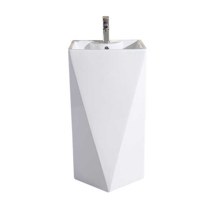 Geometric Pedestal Sink – White Modern Design