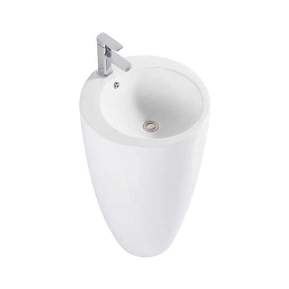 Modern Pedestal Sink – Glossy White Freestanding Design