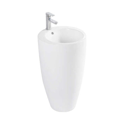 Modern Pedestal Sink – Glossy White Freestanding Design