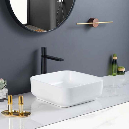 Square Ceramic Vessel Sink – White Finish