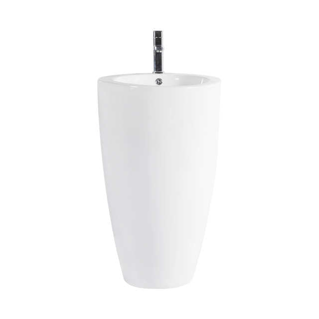 Modern Pedestal Sink – Glossy White Freestanding Design