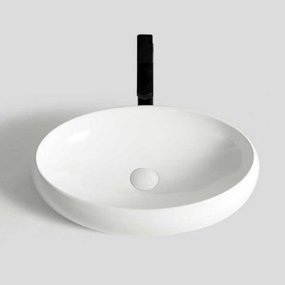 Round Ceramic Vessel Sink – Elevated Edge Design / White Finish