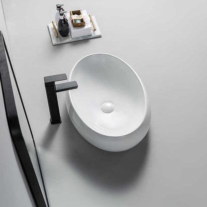 Round Ceramic Vessel Sink – Elevated Edge Design / White Finish
