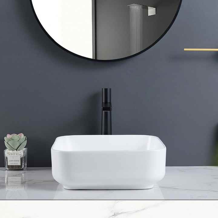 Square Ceramic Vessel Sink – White Finish