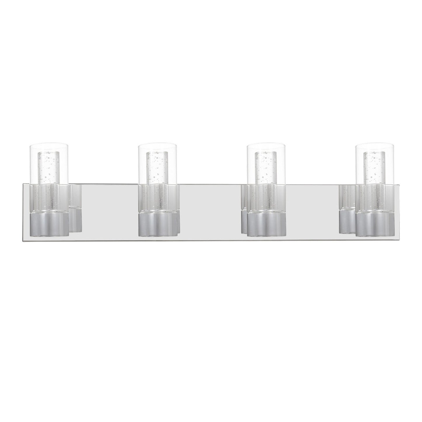 28.5'' Modern Chrome Glass Cylinder Vanity Light – 4-Light