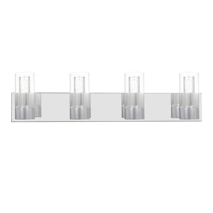 28.5'' Modern Chrome Glass Cylinder Vanity Light – 4-Light