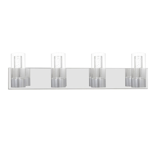 28.5'' Modern Chrome Glass Cylinder Vanity Light – 4-Light