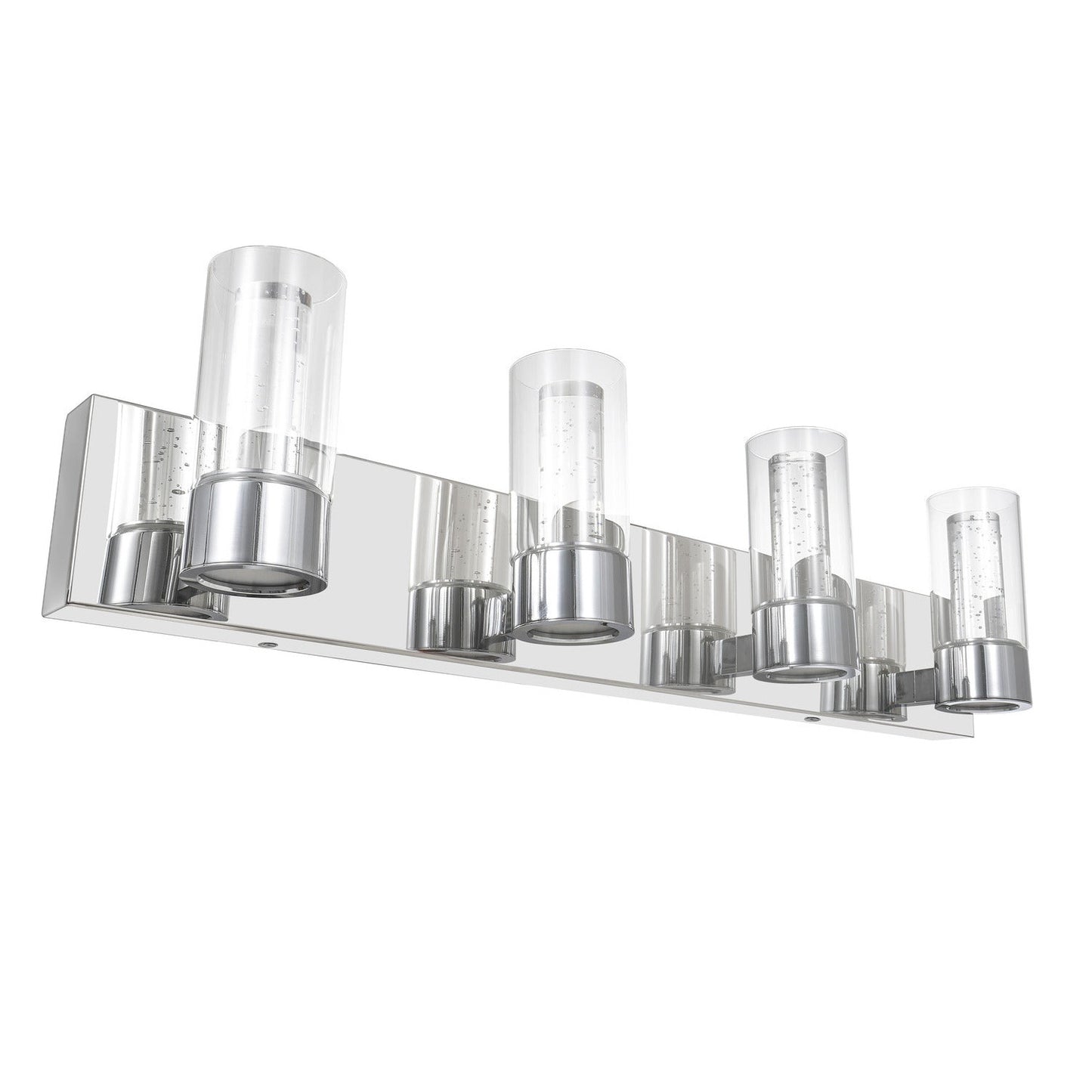 28.5'' Modern Chrome Glass Cylinder Vanity Light – 4-Light