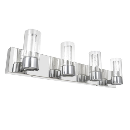 28.5'' Modern Chrome Glass Cylinder Vanity Light – 4-Light