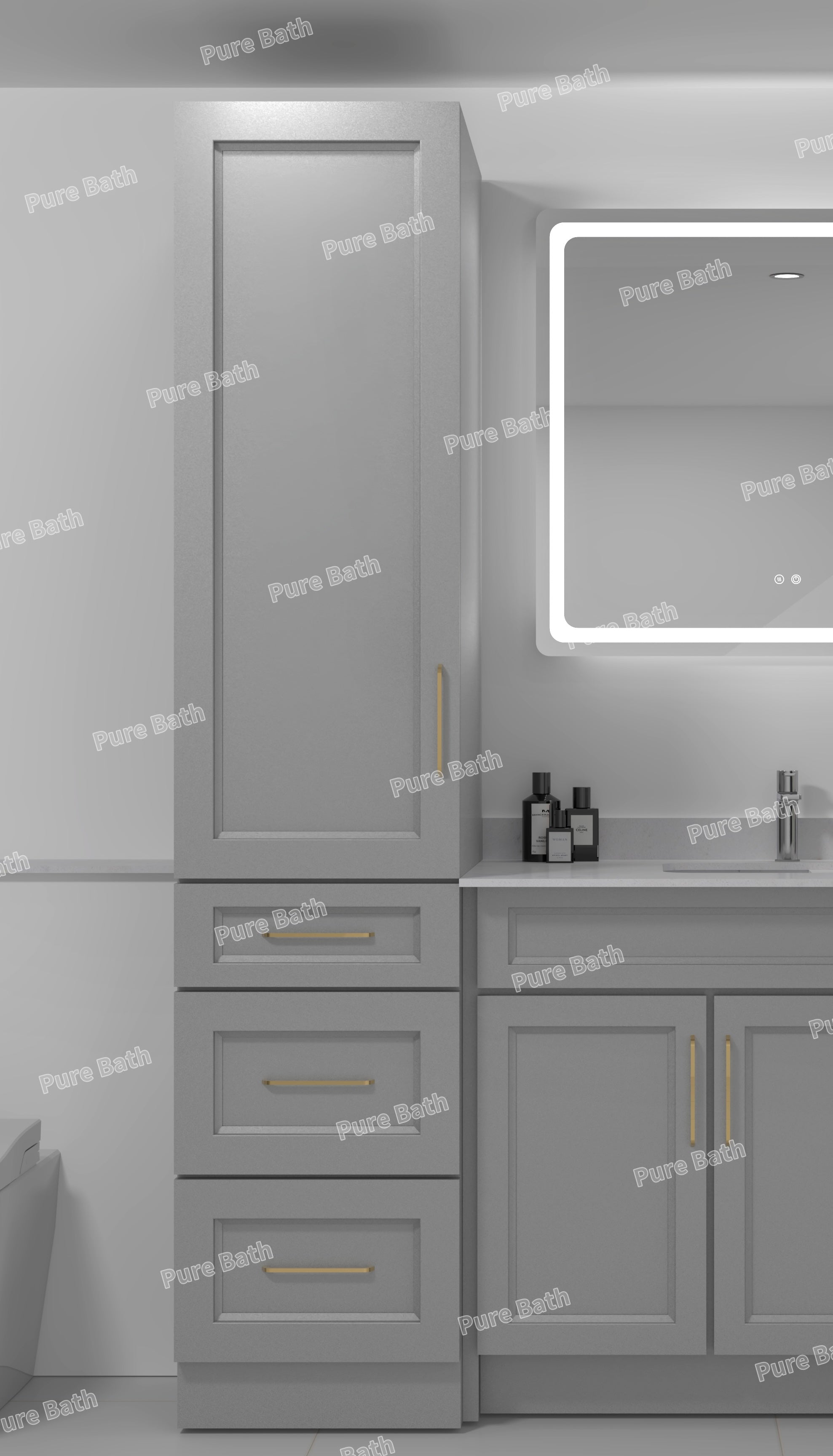 18" x 84" Freestanding Linen Tower Cabinet (Pinewood)