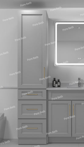 18" x 84" Freestanding Linen Tower Cabinet (Pinewood)