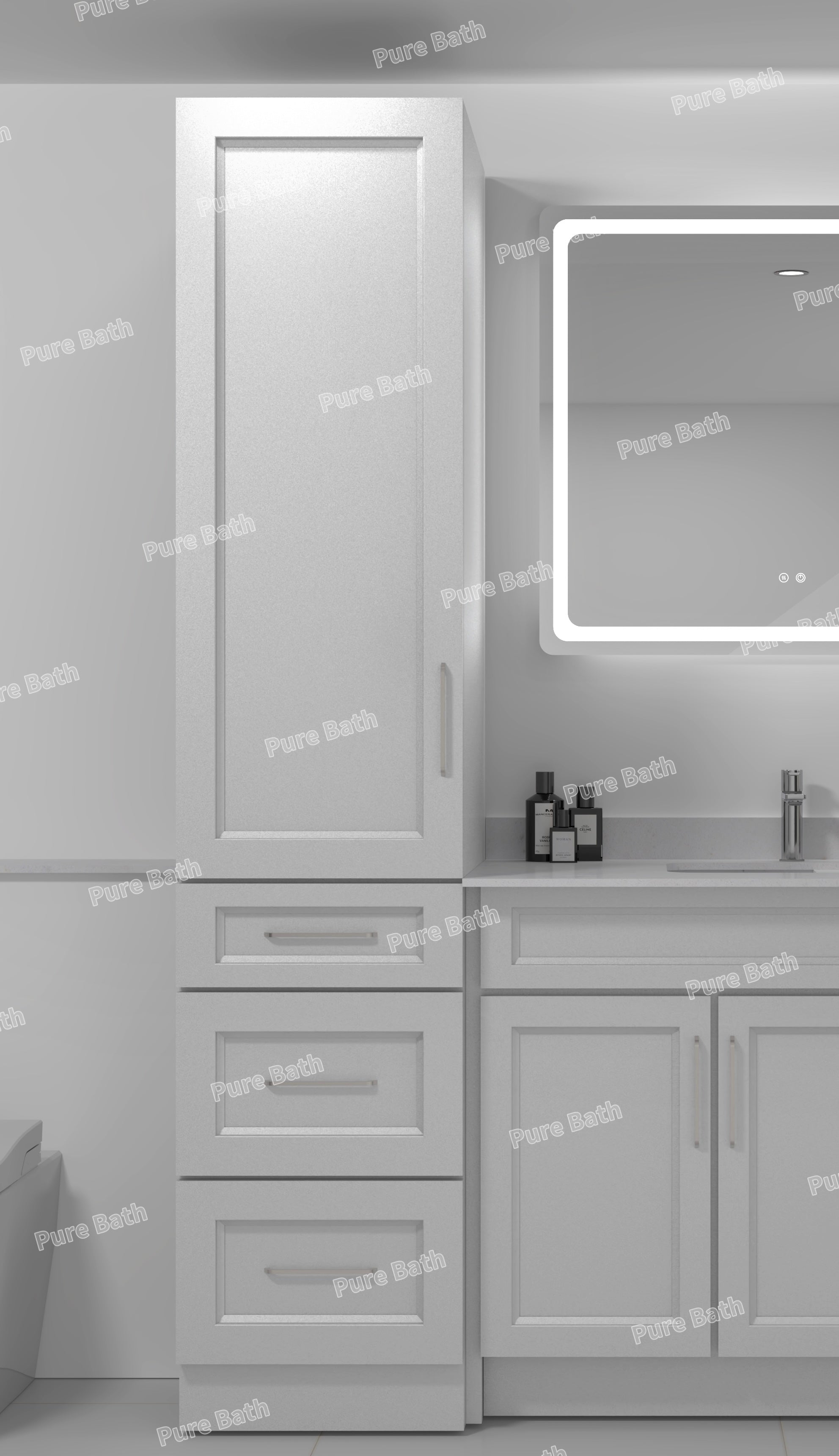 18" x 84" Freestanding Linen Tower Cabinet (Pinewood)