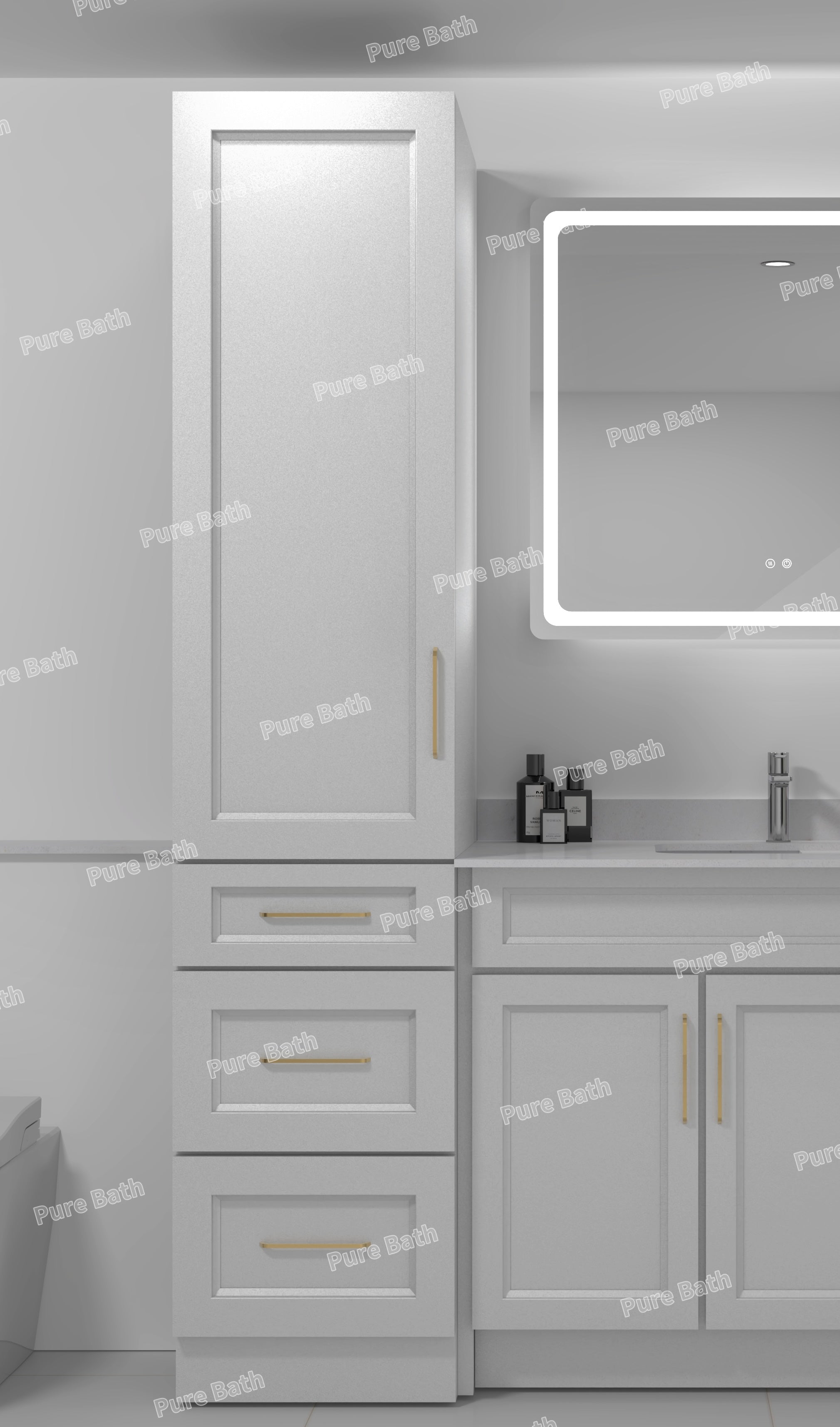 18" x 84" Freestanding Linen Tower Cabinet (Pinewood)