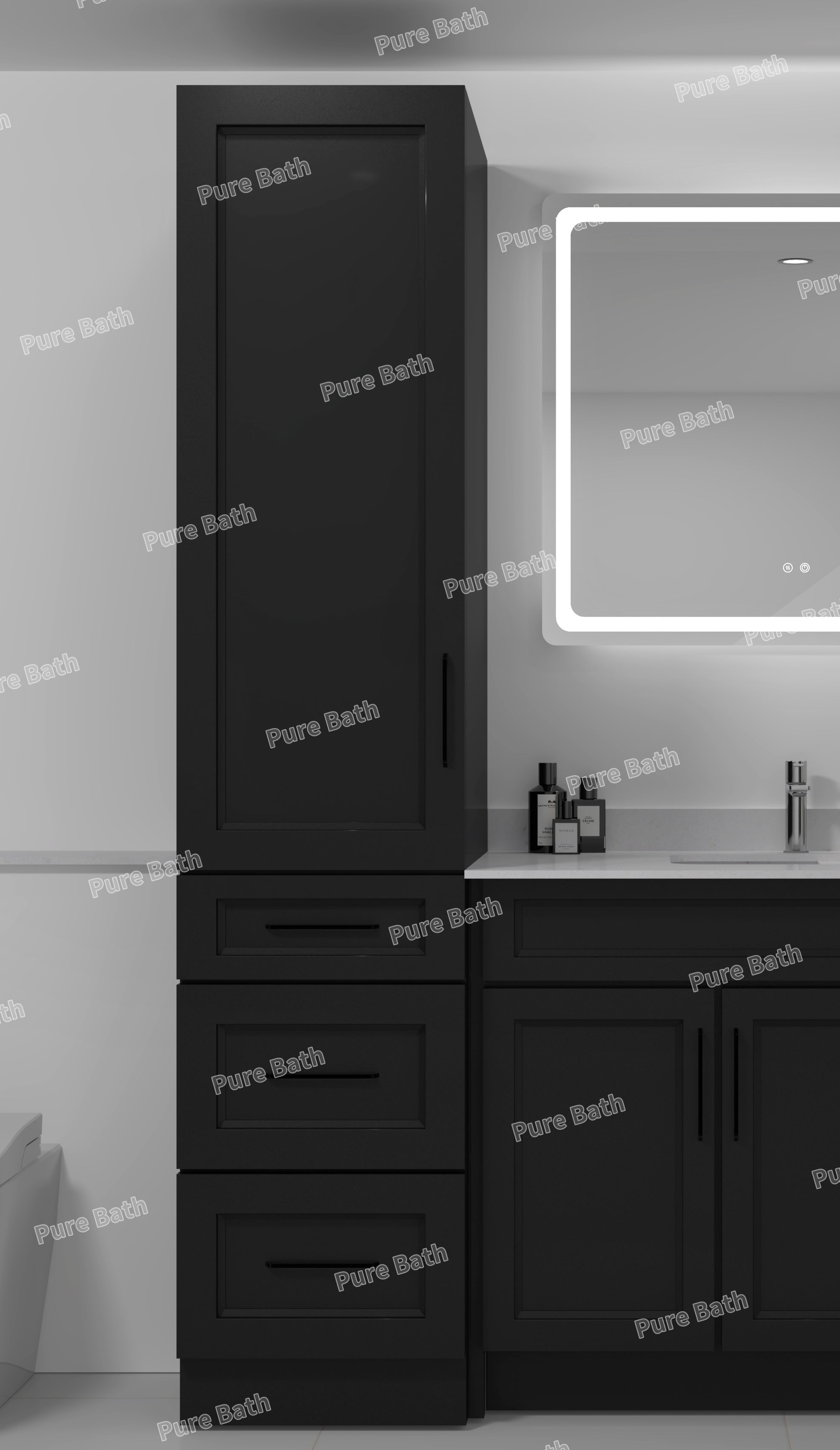 18" x 84" Freestanding Linen Tower Cabinet (Pinewood)