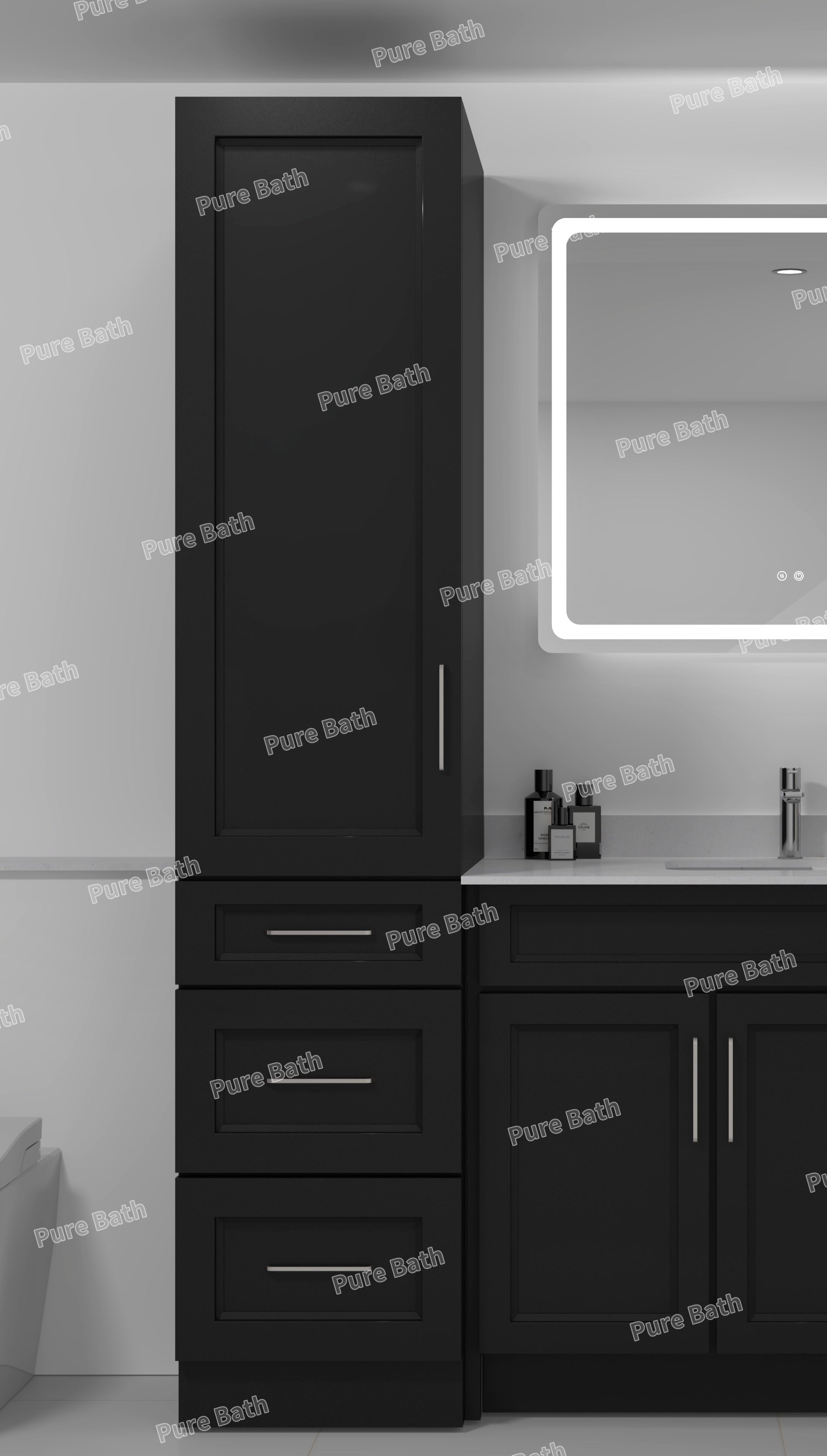 18" x 84" Freestanding Linen Tower Cabinet (Pinewood)