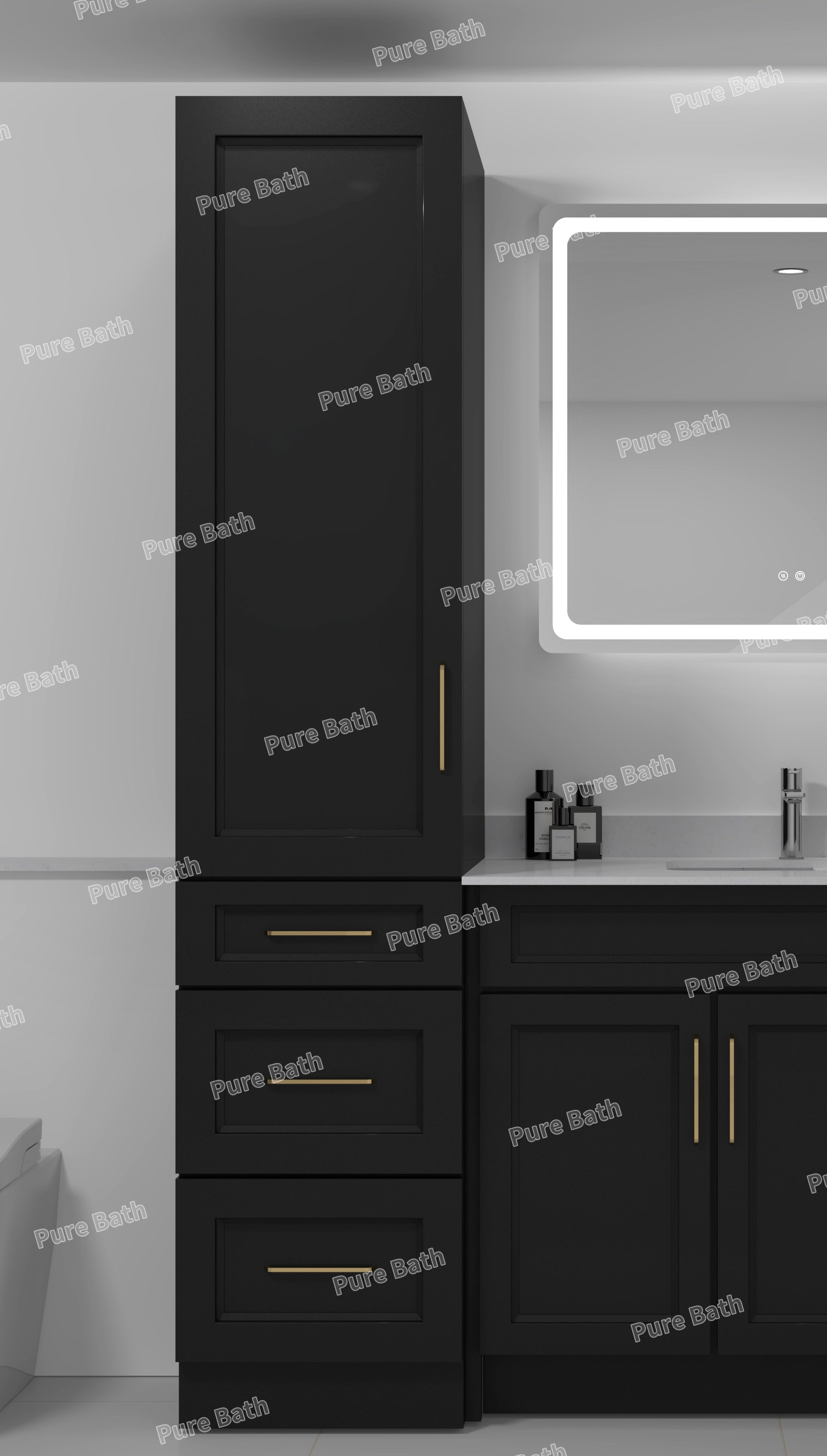 18" x 84" Freestanding Linen Tower Cabinet (Pinewood)