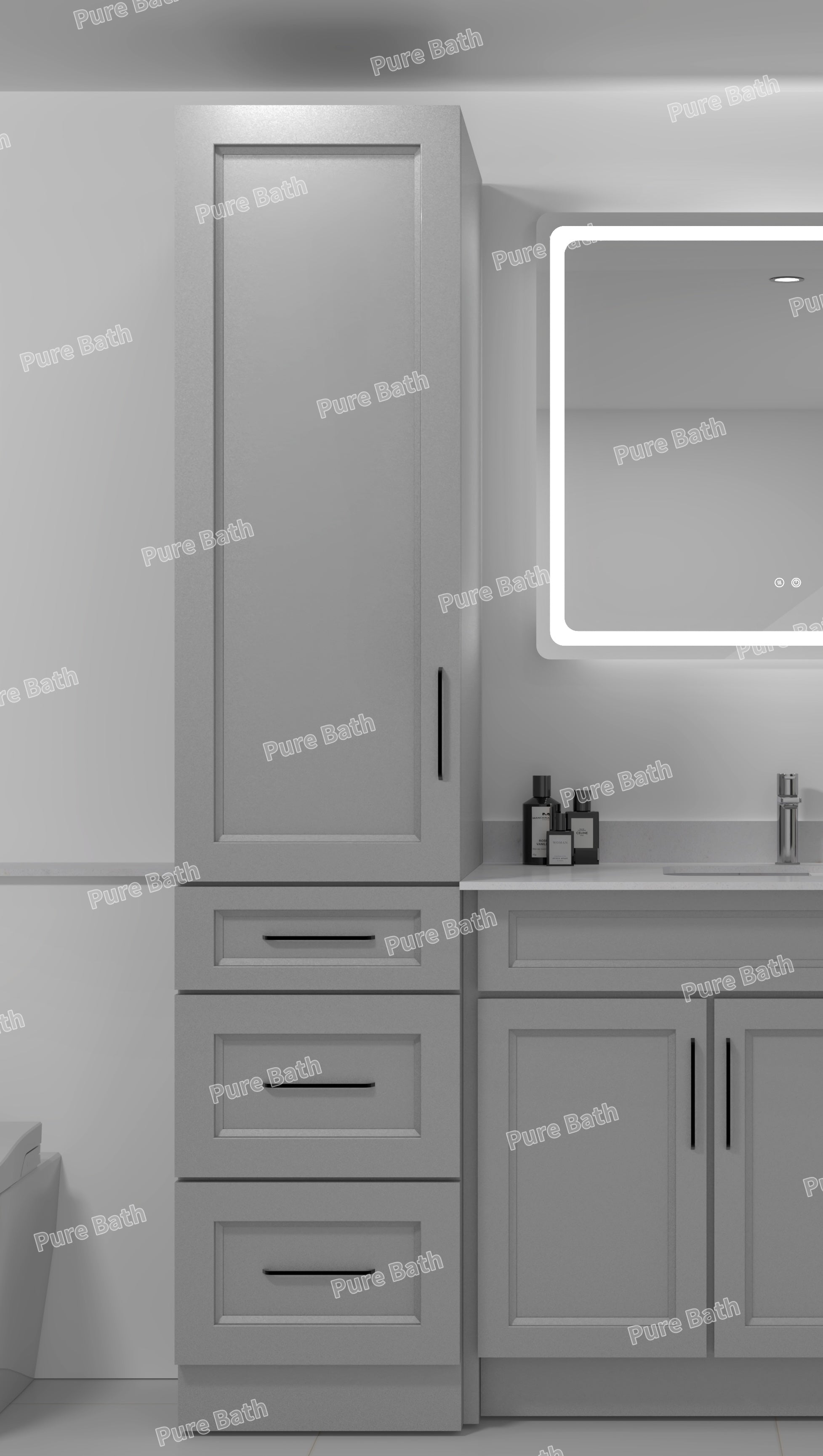 18" x 84" Freestanding Linen Tower Cabinet (Pinewood)