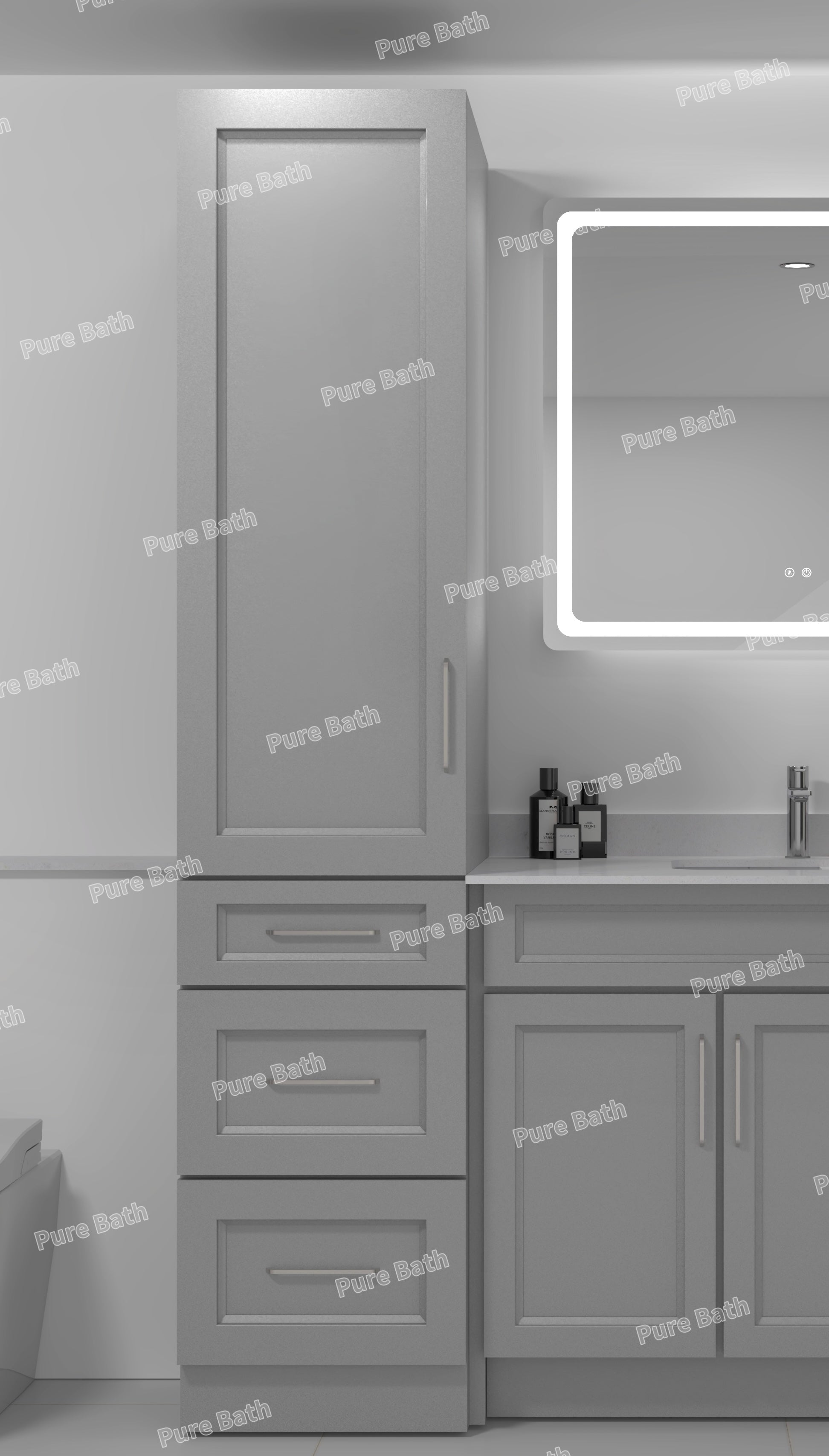 18" x 84" Freestanding Linen Tower Cabinet (Pinewood)